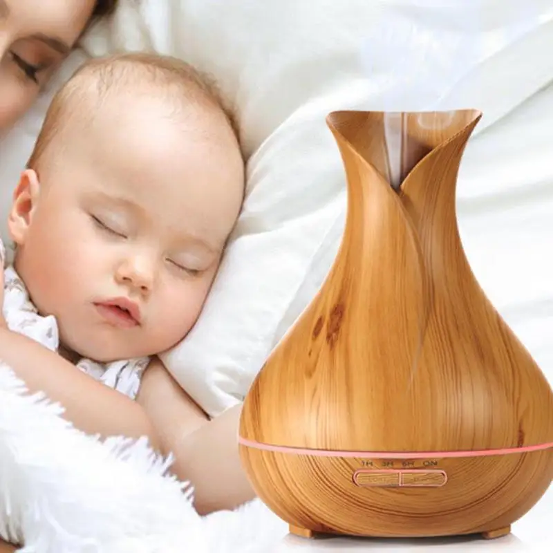 

Remote Control Aroma Essential Oil Diffuser Ultrasonic Air Humidifier with Wood Grain Changing LED Lights Electric Aroma Diffuse