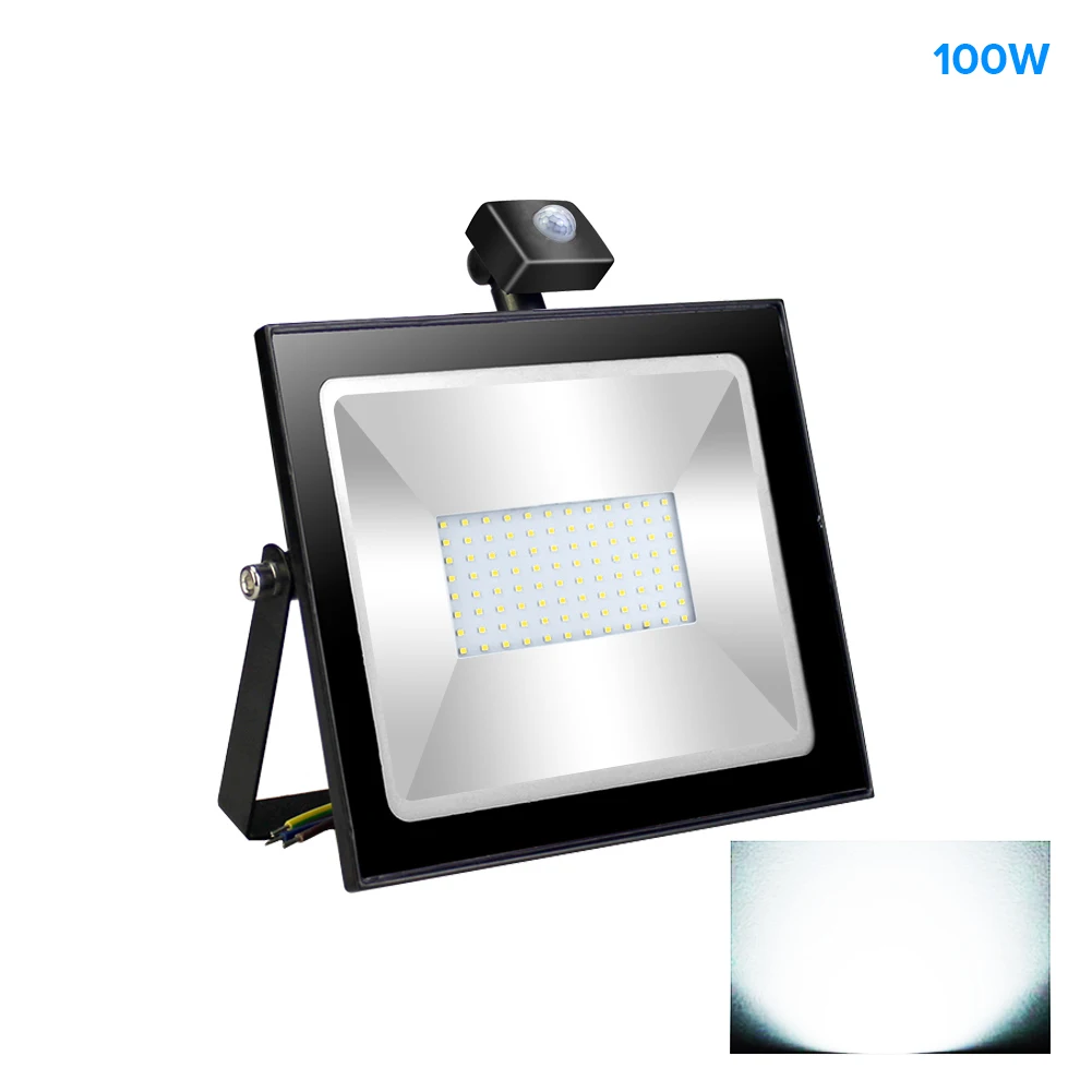 Cool White 100W Движения Сенсор Светодиодный прожектор светильник 10W 30W 50W 220V напольный светильник ing Водонепроницаемый Точечный светильник Потолочные Светильник Поиск лампы IP65 настенный светильник - Испускаемый цвет: Cool White 100W
