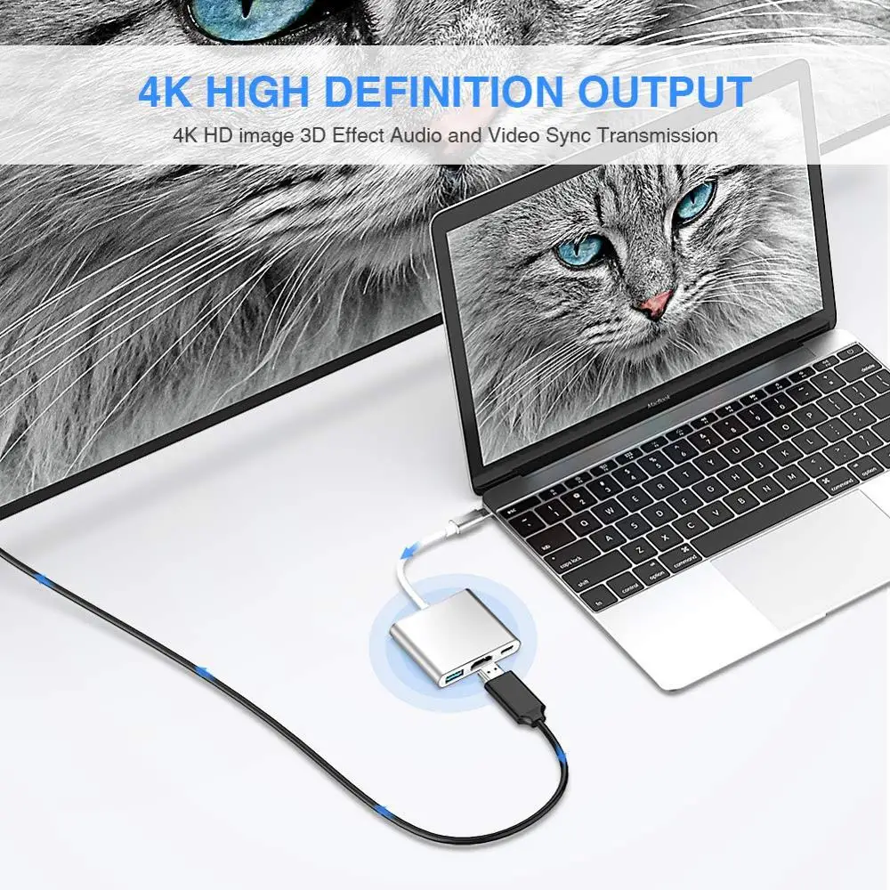 LYBALL Тип C к HDMI многопортовый конвертер с USB 3,0 портом и USB C зарядным портом для MacBook/Chromebook Pixel/huawei/samsung