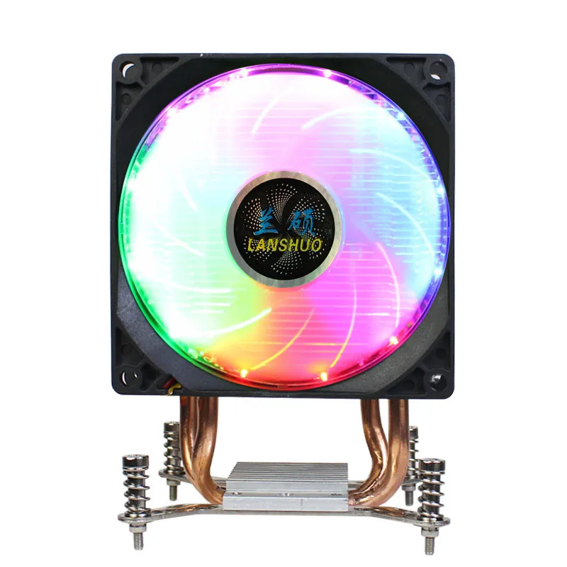 LANSHUO 4-контактный кулер для процессора 90 мм 2 тепловые трубки тихий RGB двойной