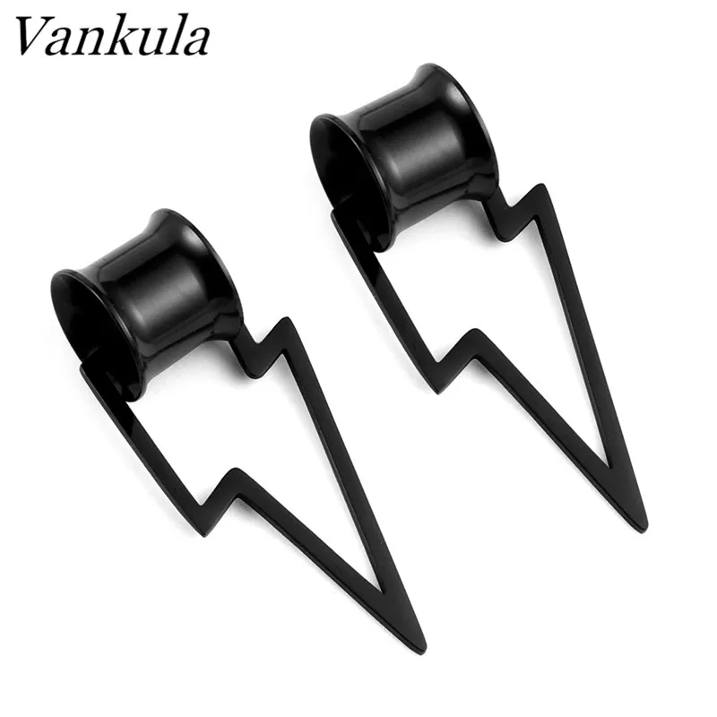 Ванкула, 2 шт., серьги из нержавеющей стали, тоннели, растяжки, съемные серьги, болтаются, беруши, пирсинг, ювелирные изделия для тела - Окраска металла: black