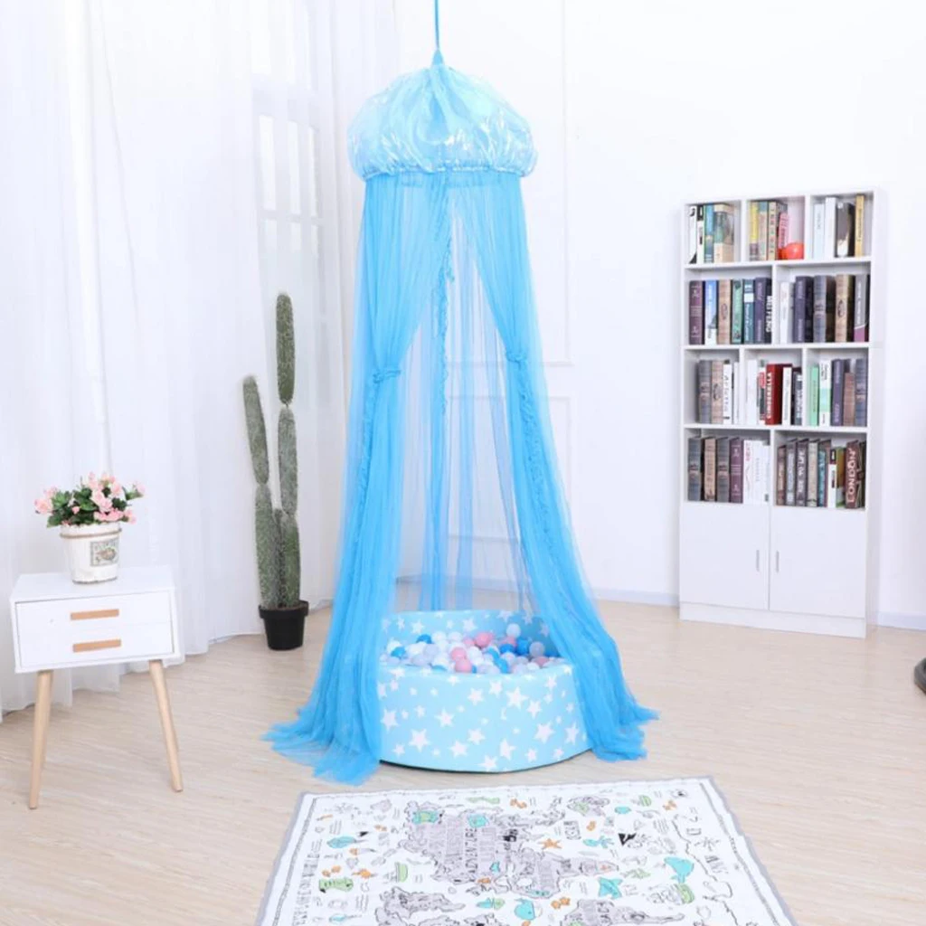 Bed Canopy, Play Tent Bedding Netting Curtains, Blue Jellyfish Designed, Kids, Girls Or Adults Princess Bed, Anti Mosquito