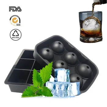 

Set Of 2 Silicone Ice Cube Trays Molds Sphere Whiskey Ice Ball Maker For Cocktail Bourbon Liquor Drink Reusable With Lid