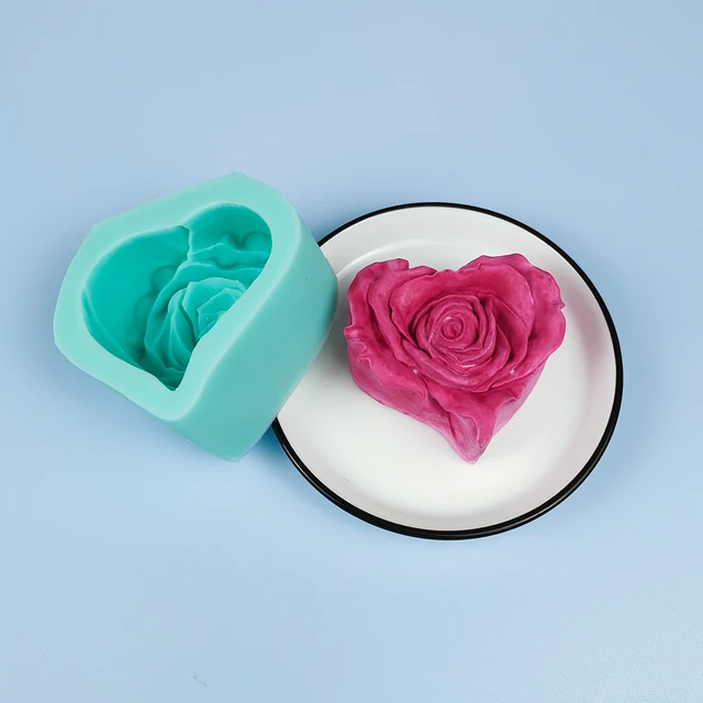 Heart Candle Mold Rose Flower Silicone Mold for Soap Candle Making
