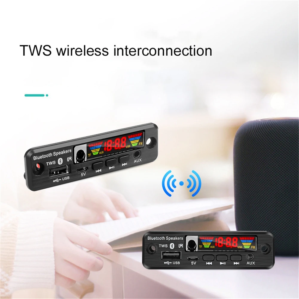 Плата декодера MP3 5 В TWS Bluetooth 0 беспроводной аудиомодуль поддержка APE USB AUX TF FM-радио