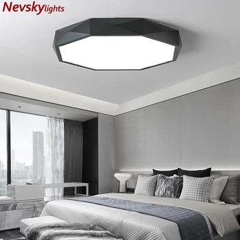

Geometric art led kitchen fixture dining minimalist led ceiling lights living room white shade simple ceiling lamp bedroom black