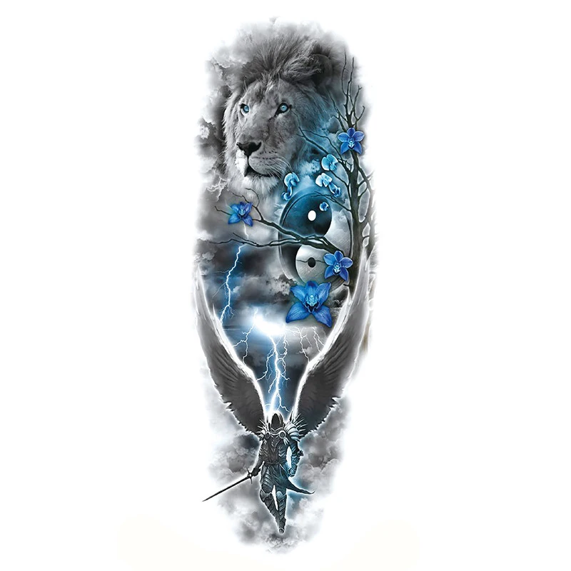 

1 pcs Waterproof Full Arm Tattoo Sticker Temporary Tattoo Personality Fake Tattoo Body Art Realistic Cool