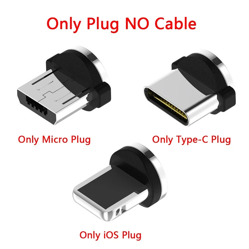 Магнитный светодиодный кабель usb для быстрой зарядки для iPhone X XS MAX XR 7 8 Plus samsung A7 A8 A9 J3 J5 J7 Micro usb type-C - Цвет: Only Plug