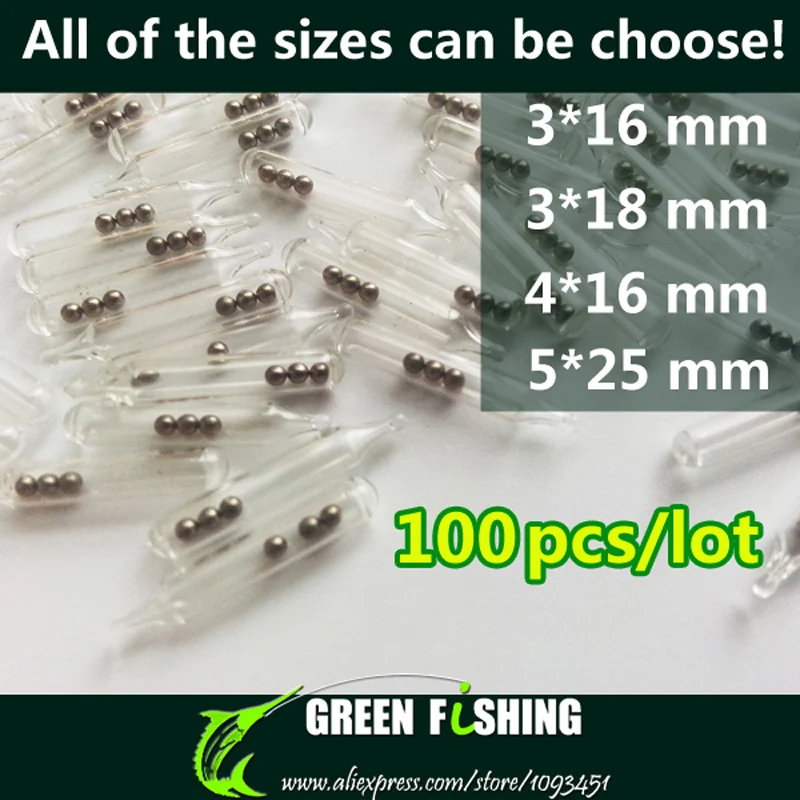 100pcslot3mm4mm5mmJigFishingLureGlassRattlesInsertTube