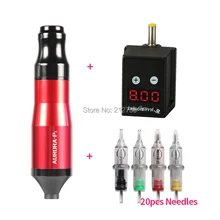 Перманентный макияж роторный Aurora P1 татуировки машина с беспроводной мини-татуировки питания DC разъем смесь 20 шт картридж иглы