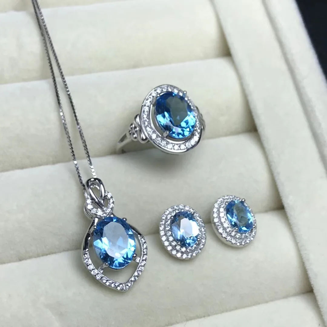 

Hipster Style 925 Silver Natural Topaz Set Shoppe Genuine Product Real Object Photo Shoot