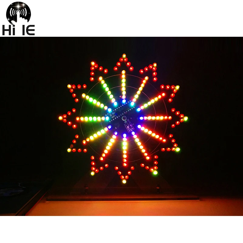 DIY Electronice Kit LED Rotating Ferris Wheel Circuit Learning Soldering Kit 16kinds Flashing Mode Remote Control 5V Input
