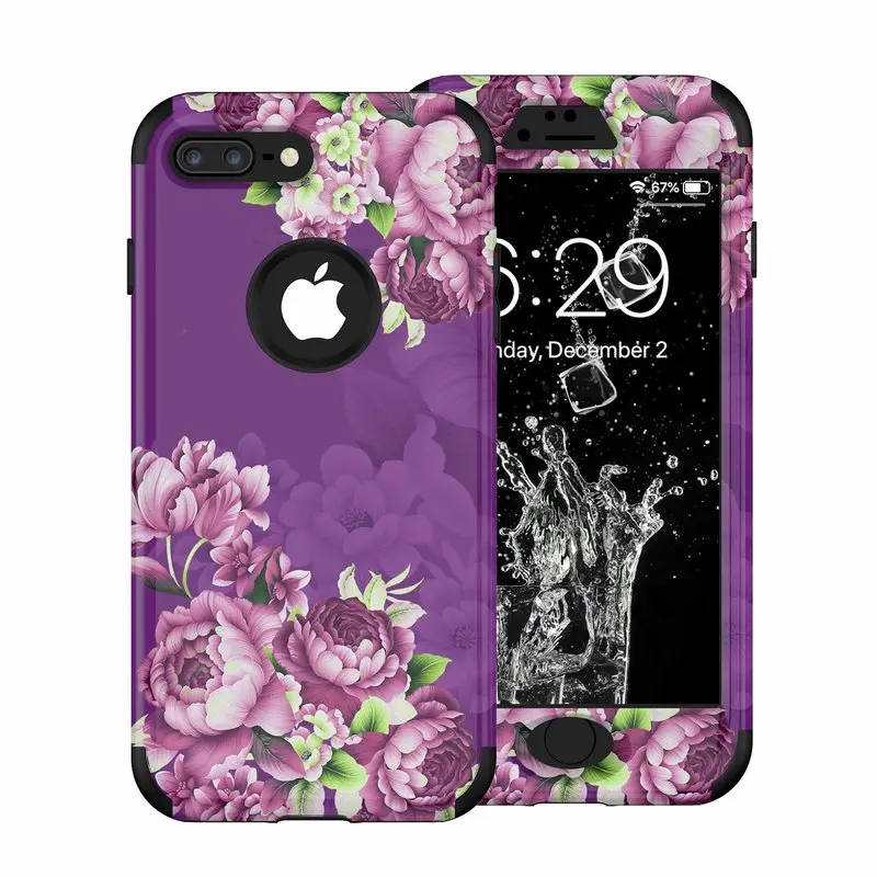 Роскошный чехол 3 в 1 для iPhone 11 pro max X Xs XR 8 7 6 6s Plus жесткий телефона с цветочным