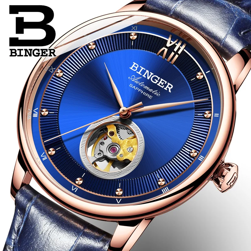 Switzerland BINGER Watches Men Ultra-thin Japan 90S5 Automatic Movemt Tourbillon sapphire Clock Mechanical Wristwatches B-1180-2