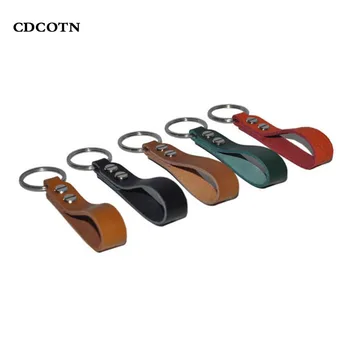 

CDCOTN New Fashion Unisex Car keychain Metal PU Leather Stainless Steel Key Ring Car Key Holder Auto Car Accessories Car-styling