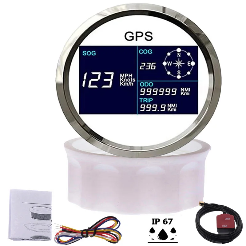 Цифровой GPS-спидометр водонепроницаемый измеритель с подсветкой 7 цветов 85 мм