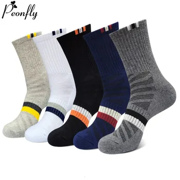 

PEONFLY 1 Pair High Quality Casual 2020 Men's Compression Socks Thick Warm Cotton Socks For Autumn Winter Stripd Calcetines