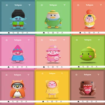 

For AirPods 12 Case 3D Cute Penguin Pig Duck Kawaii Anime Cartoon Earphone Cover for AirPods Pro Soft Protect Case with Hook