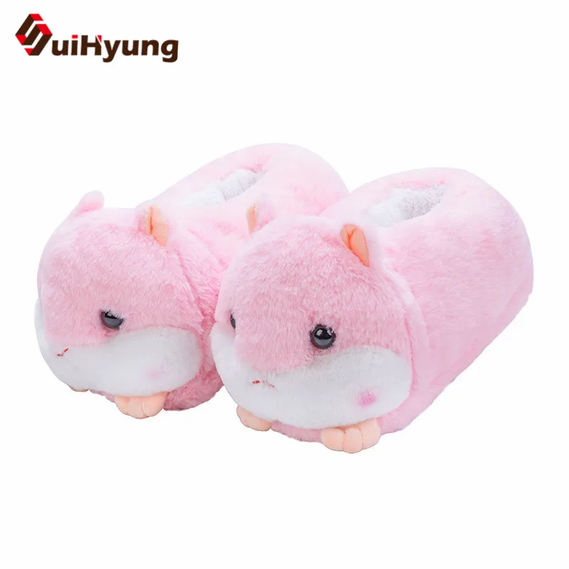 Suihyung/плюшевые тапочки с мультяшными животными; женская зимняя теплая обувь с хлопковой подкладкой; 3 цвета; меховые Нескользящие домашние тапочки