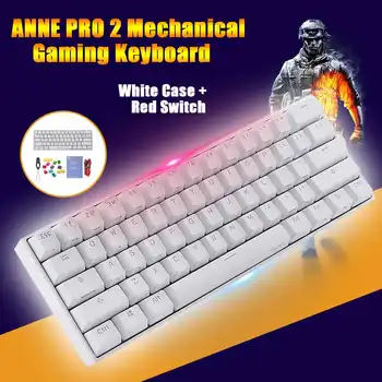 

Anne Pro2 Portable Mechanical Keyboard 60% NKRO bluetooth Type-C RGB 61 Key Gaming Keyboard Red Black White Kailh Box Switch