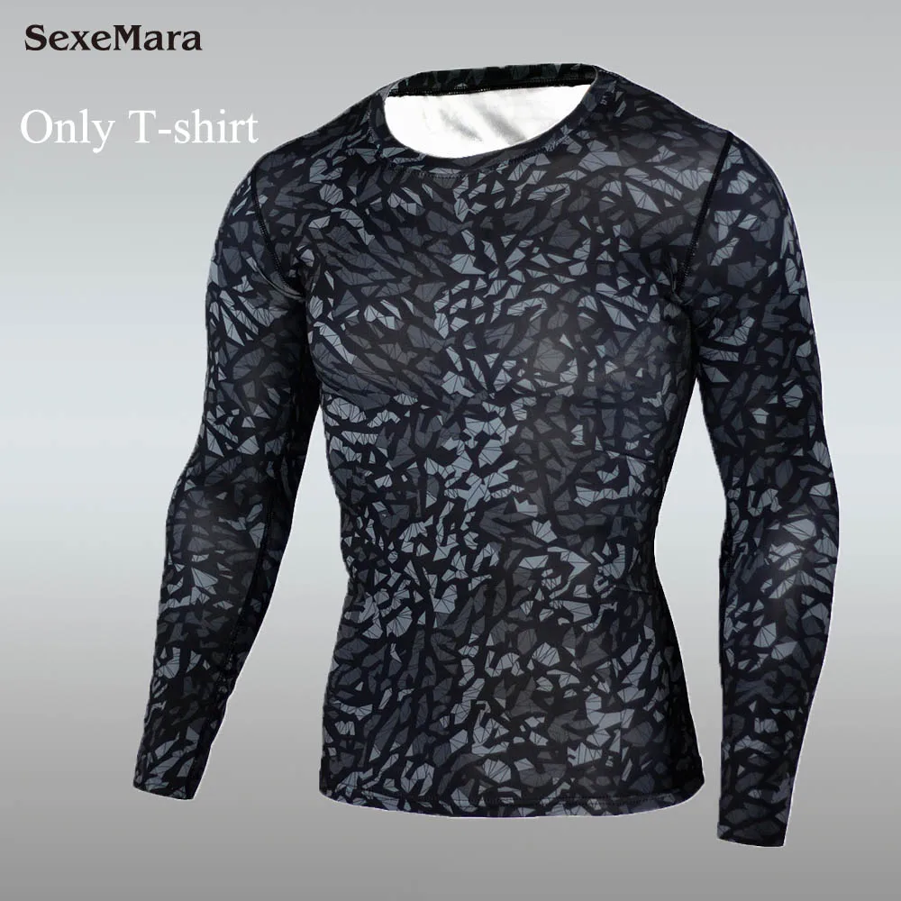 Only T-shirt Мужская спортивная одежда rash guard MMA, Мужская камуфляжная одежда, Компрессионные спортивные леггинсы, футболка для бега, тренировочная мужская одежда - Цвет: Only T-shirt