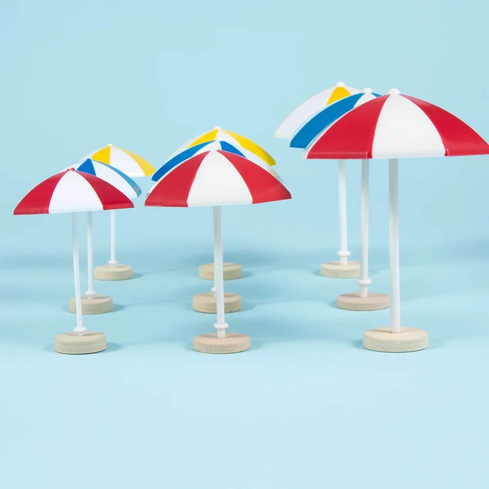 Vibrant Miniature Beach Sun Umbrella for Fairy Garden Decoration