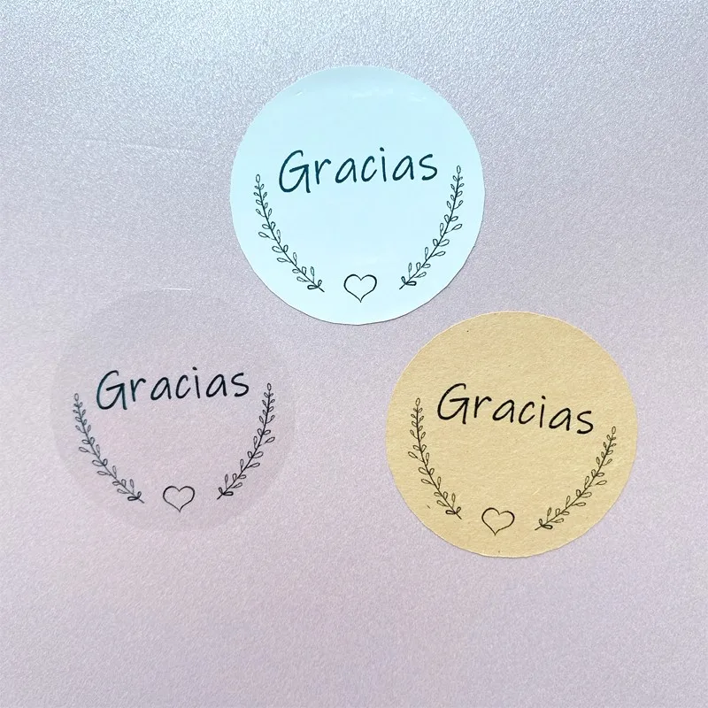 100Pieces Love wreath Gracias sealing sticker DIY decorative stickers transparent/white/kraft handmade Dia 3.5CM