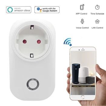 

16A with Power Statistics Socket Smart Wifi Voice Control Socket Support Smart Life App Smart Plug for Alexa Google Home IFTTT