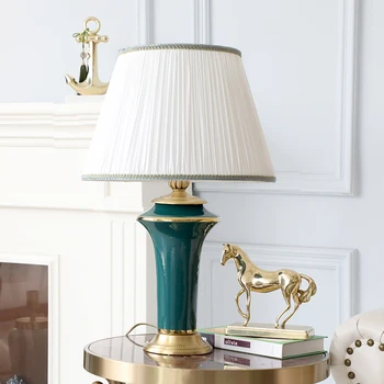 

Classical Home Decor Accessories Bedroom Living Room Office Table Lamp E27 Goblet UFO Green Ceramic Table Lamp Light Fixtures