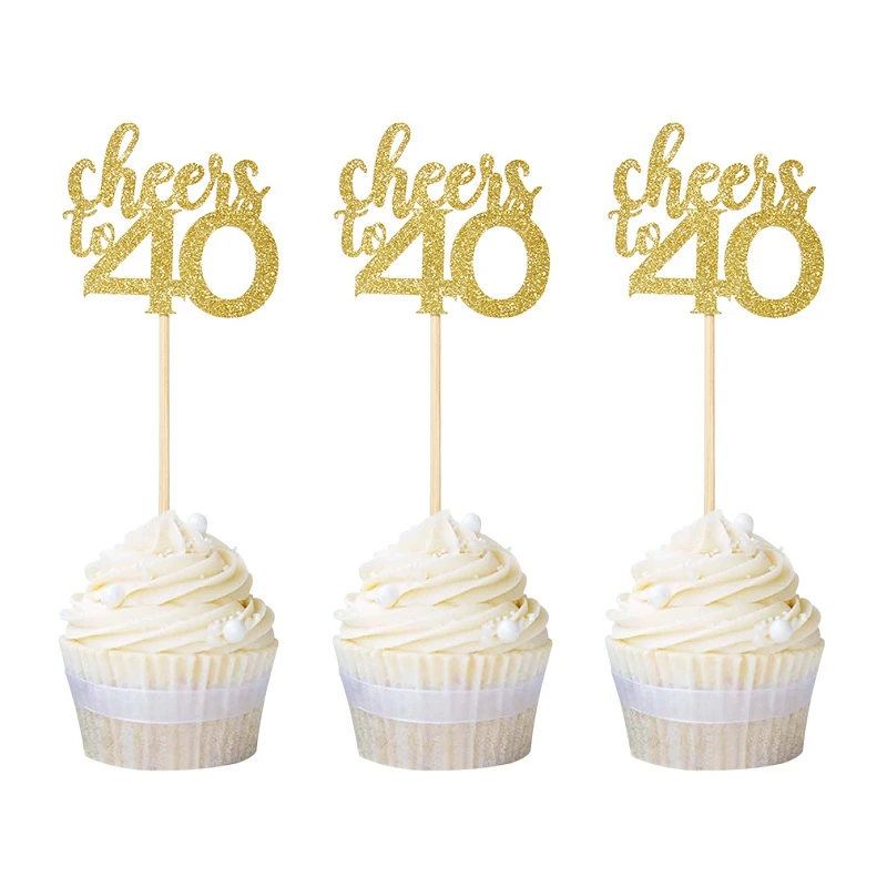 cheeis 40 12 шт. номер 30 40 50 60 для капкейка-30th 40th 50th 60th празднование Дня Рождения вечерние поставки торт фигурки жениха и невесты; дропшиппинг - Цвет: cheeis 40