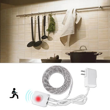 

LED Under Cabinet Lights with PIR Motion Sensor Closet Kitchen Light LED Strip 12V Cupboard Wardrobe Bed Lamp EU US Power Supply