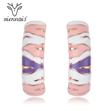 Viennois, классические серьги-гвоздики с эмалью, эксклюзивный дизайн, розовое золото, женские серьги, металлические серьги, вечерние ювелирные изделия