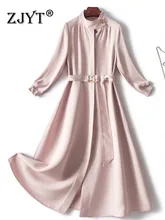 

Elegant Stand Collar Sashes Midi Shirt Dress Women Casual Vestidos Spring 2022 Fashion Designers Solid Brief Office Robe Femme