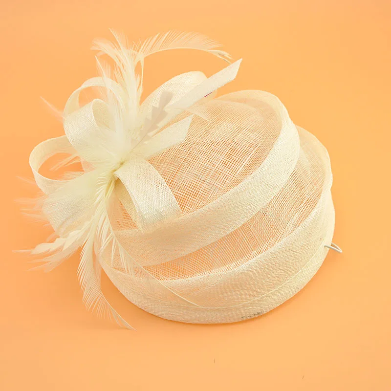 Birde hat Vintage Bridal Flax Feather Beret Hats Elegant Wedding Accessories Black Fascinator Hats Women's Formal Occasion
