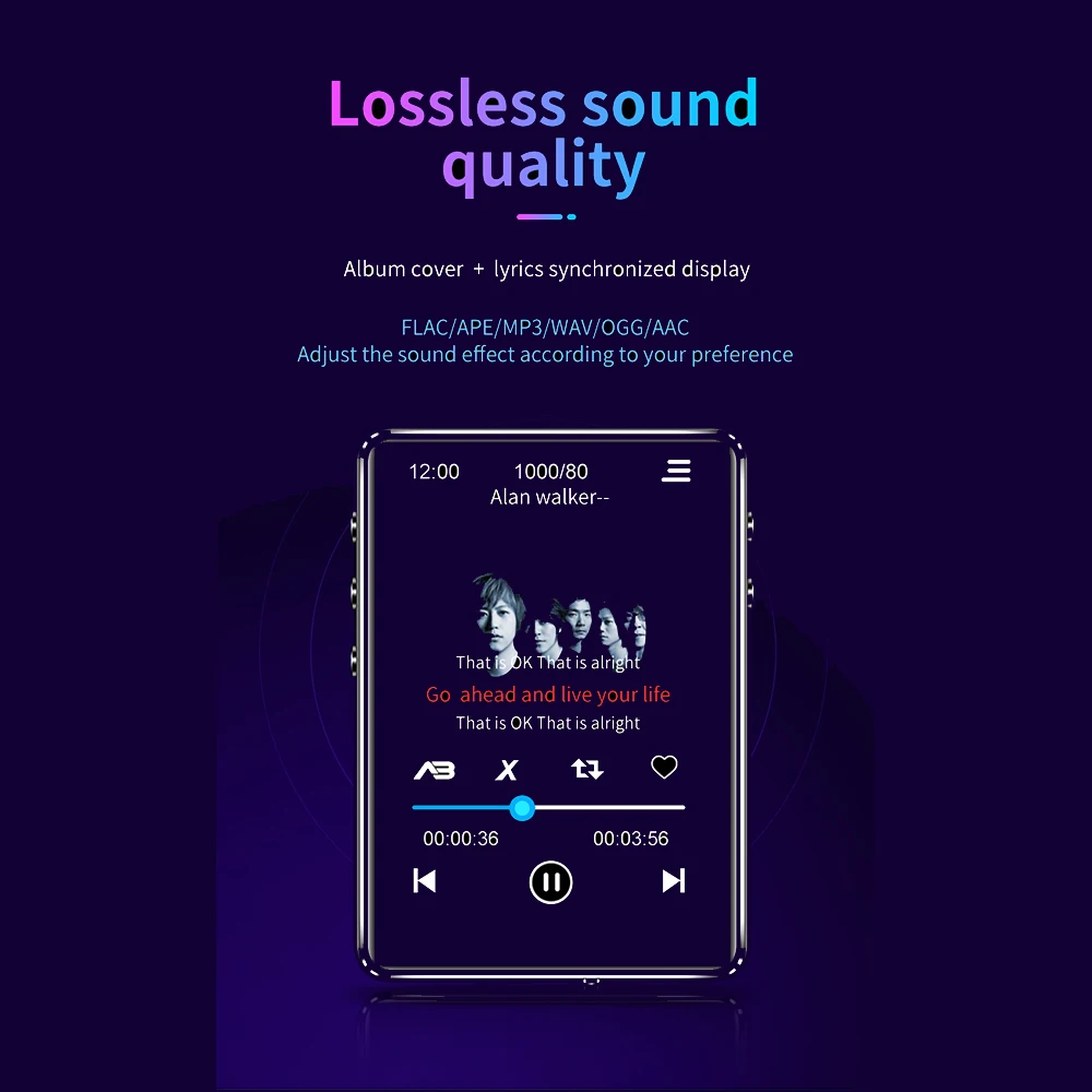 MP4 плеер Bluetooth 5,0 встроенный динамик с 2,4 дюймовым сенсорным экраном поддерживает запись fm-радио электронная книга музыкальный видеоплеер