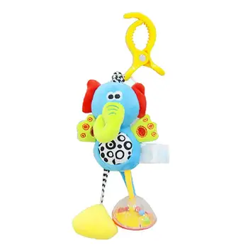 

Baby Hanging Rattle Crinkle Squeaky Toy Animal Ring Plush Stroller Accessory Infant Bed Crib for Boys Girls Elephant Shape 1pc