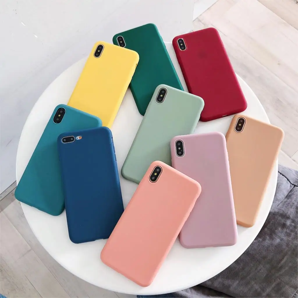 Карамельный цвет, силиконовый матовый чехол для телефона для iPhone XR 11 Pro XS Max 6 6S 8 7 Plus 10, простые мягкие чехлы для iPhone X, чехол s Fundas