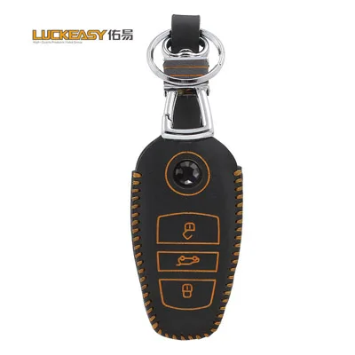 Luckeasy чехол для ключей vw touareg 2011 чехол для ключей автомобиля кожаный держатель дистанционного ключа 2A - Название цвета: Цвет: желтый