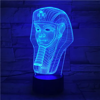 

Egyptian Pharaoh Mummy 3D Lamp Colorful with Remote for Halloween Decor Nightlight Battery Operated Usb Led Night Light Lamp
