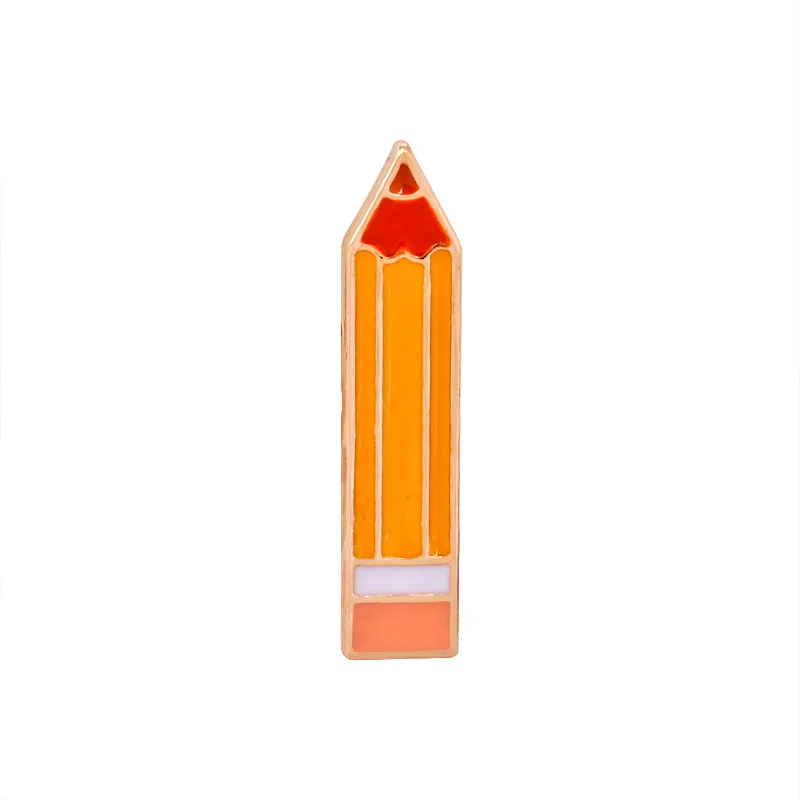 pencil Cartoon Cat Brooch Enamel Pin Pencil Book Letter Metal Brooches Badge for Women Men Friends Lapel Pin shirt bag Jewelry Gifts - Окраска металла: pencil