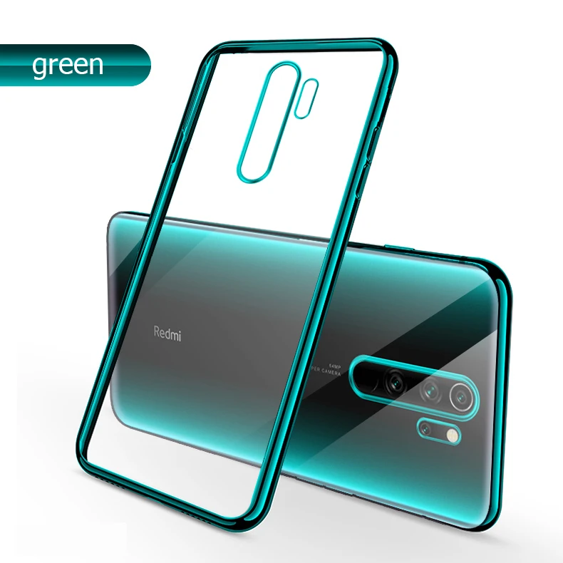 Green Color Прозрачный чехол для Redmi Note 8 Pro Redmi Note 8 чехол для редми ноут 8 нот 8 про мягкий чехол из ТПУ с покрытием+ закаленное стекло редми ноут 8 нот 8 про для Xiaomi Redmi Note 8 Note 8 POR - Цвет: Green Color