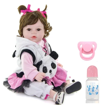 

Lifelike 20Inch Toy bebe Reborn Baby silicone dolls with Panda clothing boneca reborn Menina Brinquedo Children Birthday Gift