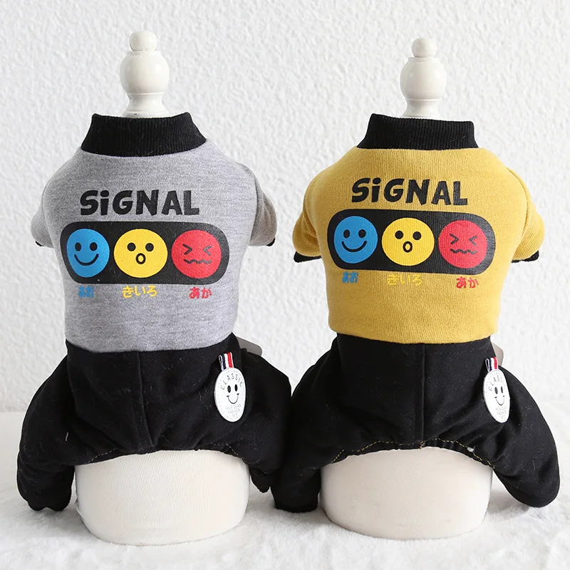 Smile Signal пижамы для собак Одежда для собак зимняя одежда для собак халат комбинезоны толстые пальто Одежда для собак кошка Чихуахуа Тедди
