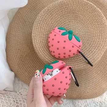 

Rabbit Earphone Case For Airpods Case Silicone Strawberry Cover for Apple Air pods 2 Case Dinosaur For Earpods Headphone Strap