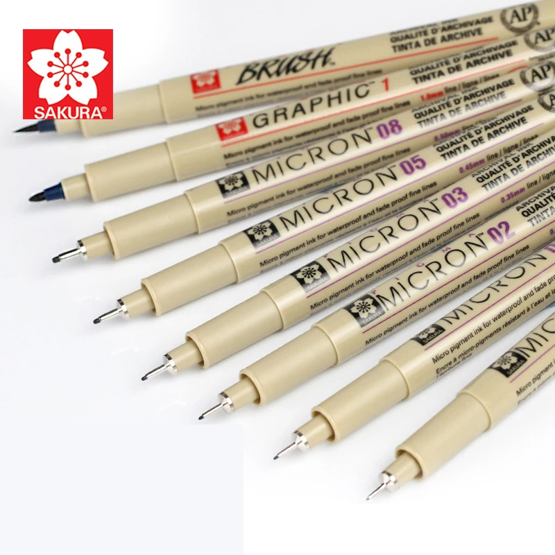 Sakura Pigma Micron Neelde мягкая кисть Ручка для рисования Fineliner Мультяшные чернила
