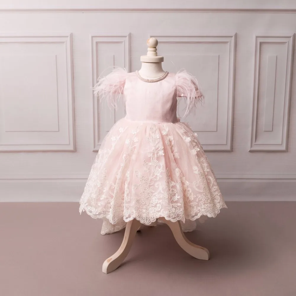 Новинка; ярко-Розовое перо; бальное платье; платье с цветочным узором для девочек; платья для первого причастия для девочек; vestidos de comunion; платья принцессы