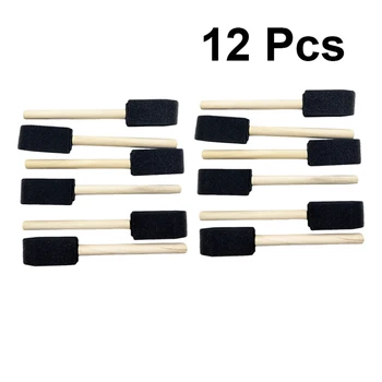 

12pcs Sponge Brushes Portable Wood Handle Durable Drawing Brushes Paint Brushes Sponge Brushes for Students Kids Children