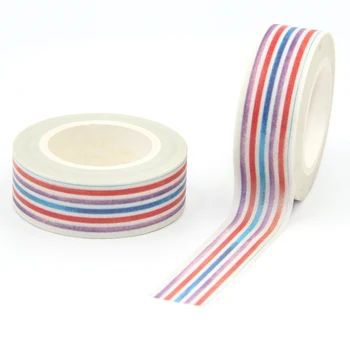 

New Arrival 1PC 15MM*10M Colorful Stripe Washi Tape Wide Sticky Adhesive Tape Scrapbooking Album DIY Decorative Paper Tape