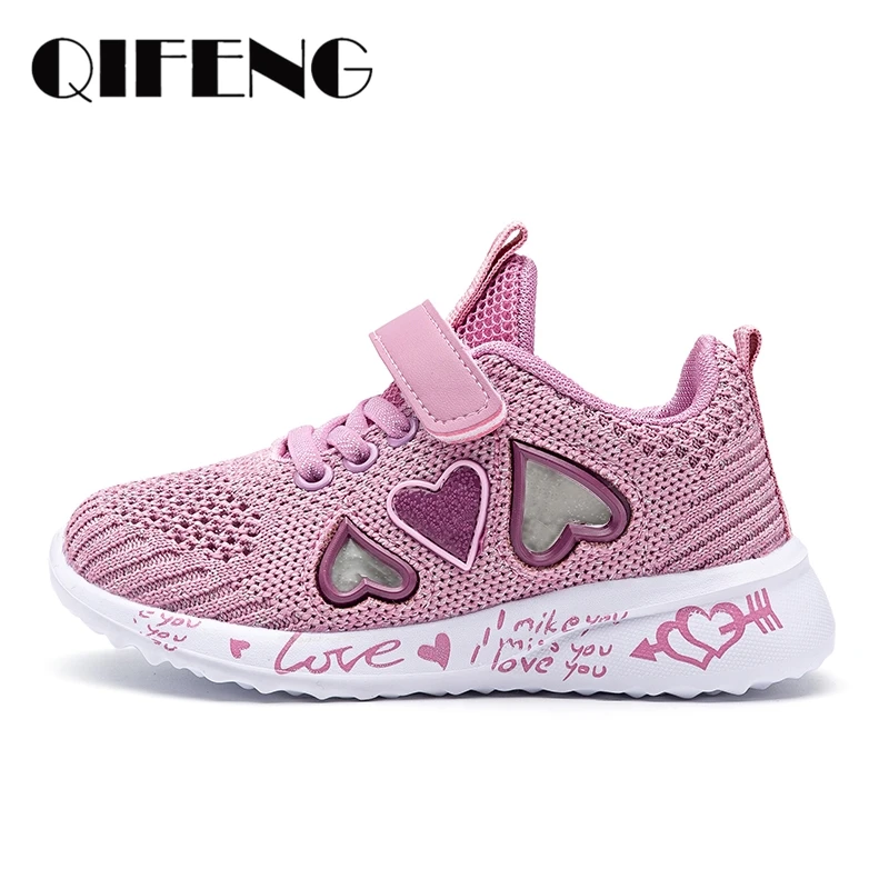 Kids Shoes Footwear Girl Sneakers Mesh Autumn Sport Children for Cute Pink