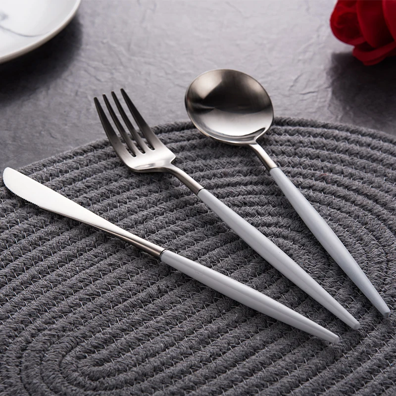 silver Onlycook 304 из нержавеющей стали западные столовые приборы набор Европейский стиль западные столовые приборы набор из 3 - Цвет: silver